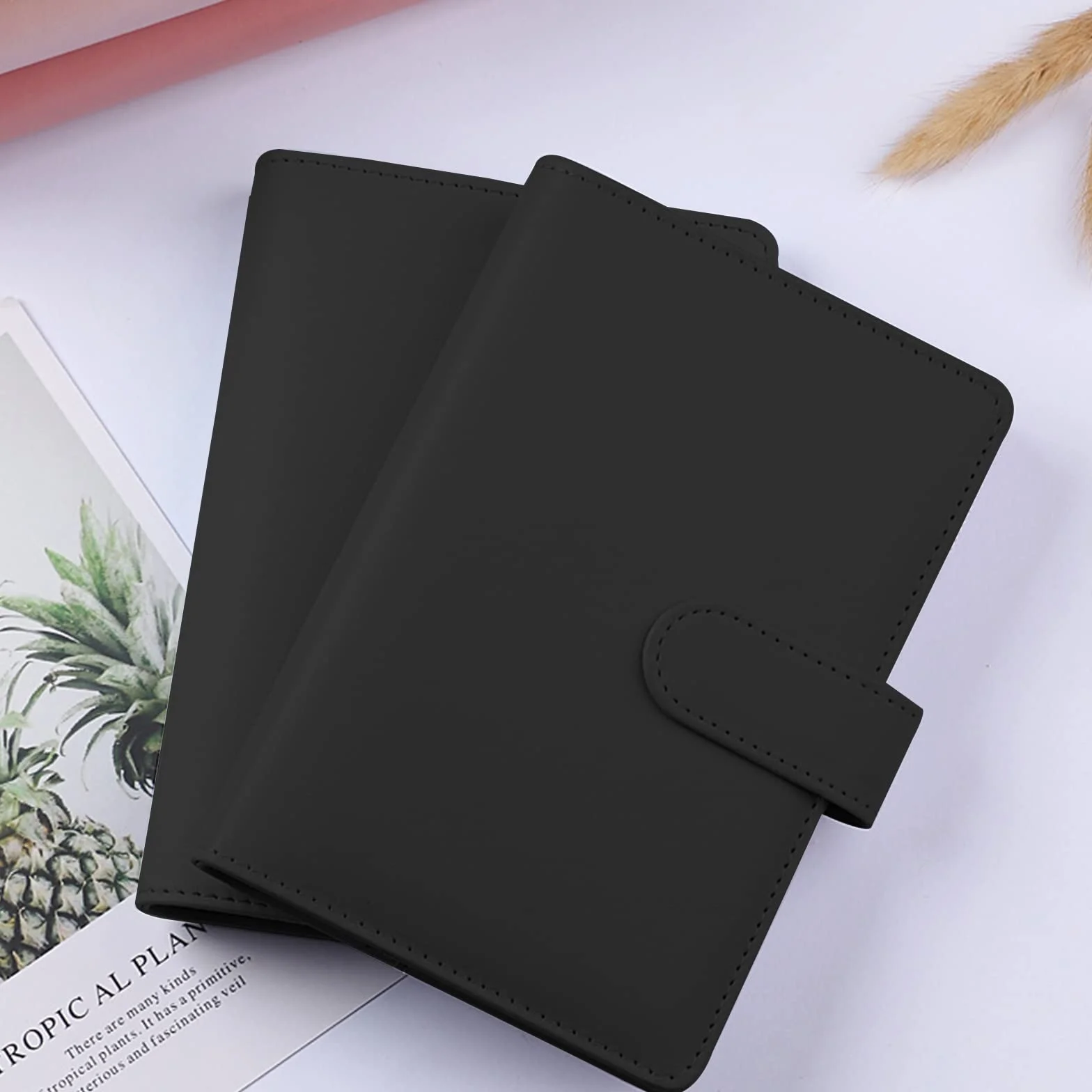 Raccoglitore Ad 6 Anelli, Raccoglitore Notebook A6, A6 Binder, Porta Documenti in Pelle PU, Adatto per Documenti, Casa, Ufficio, Scuola, Viaggi, Nero, 130 x 190mm