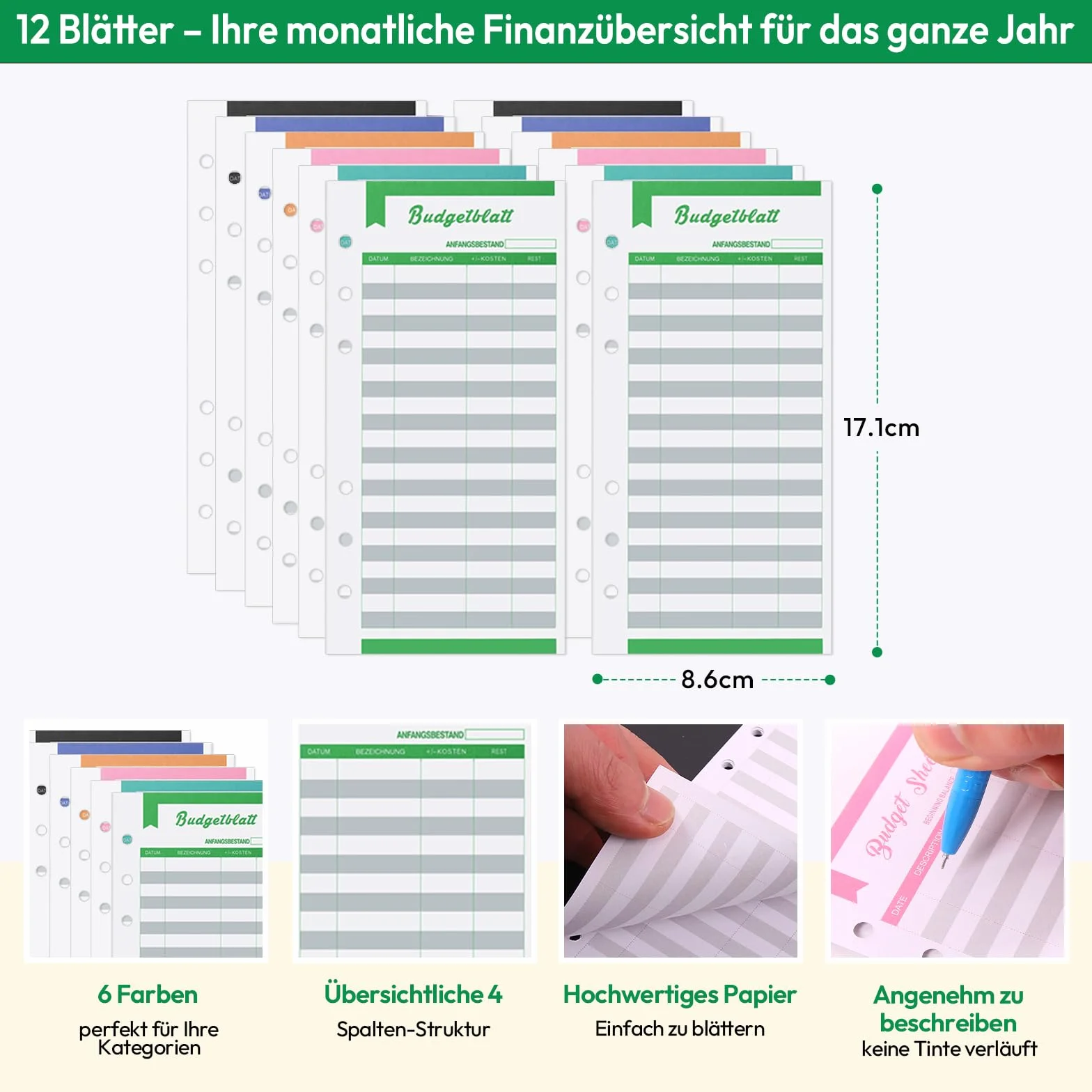 KONVINIT Budget Binder A6,Raccoglitore di Bilancio con 8 Buste a Cerniera,12 Fogli di Bilancio,Raccoglitore a17 anelli,Raccoglitori ad anelli per il risparmio di denaro,viola