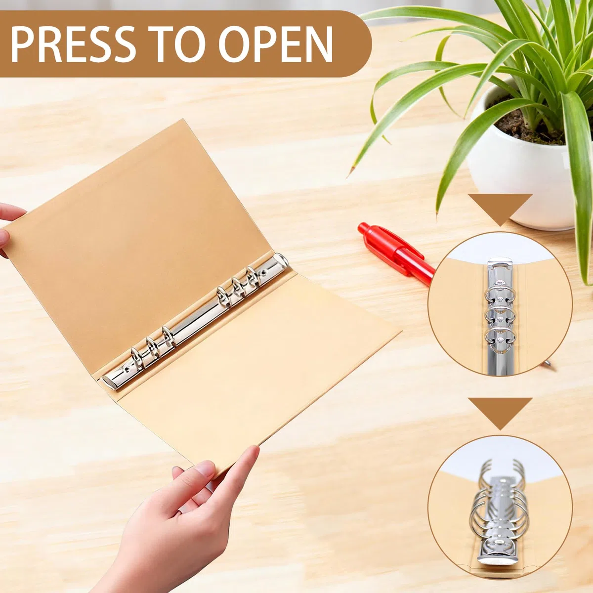 4 Pezzi Raccoglitore ad Anelli A5,Quaderno ad Anelli A5,Copertina Raccoglitore Kraft 6 Fori Raccoglitore Anelli a5 per Ufficio Scuola Multifunzione fai da te Forniture