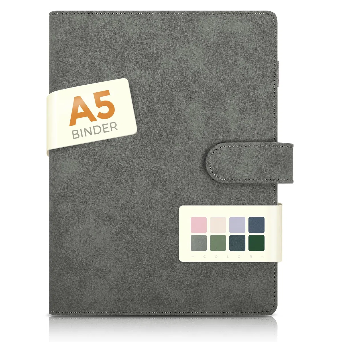 SKYDUE Raccoglitore A5, in ecopelle, ad anelli, ricaricabile, organizer per ufficio, scuola e lavoro di viaggio (grigio scuro)formato A5