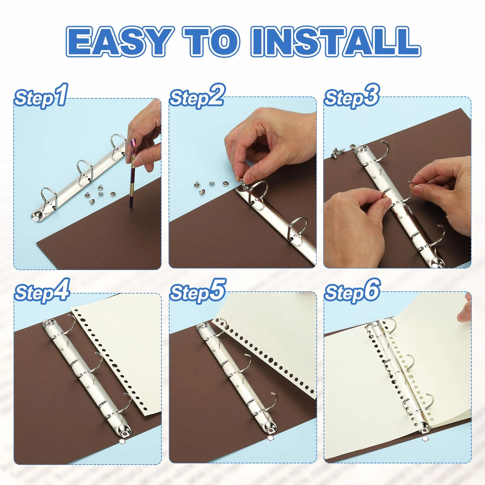 PATIKIL A4 Meccanismi Per Raccoglitori Anelli A 3 Fori, 4 Set 1.5" Anelli A D Sostituzione Spina Legatura Fogli Sciolti Per Organizzatori DIY Accessori Cartelle Archivio, 26mm Tono Argento