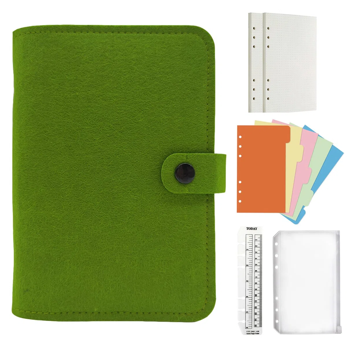 Raccoglitore ad anelli in feltro A5 A6 ricaricabile, raccoglitore A6 A5 con 90 fogli di carta a righe, raccoglitore ad anelli, diario, planner, calendario, organizer per lavoro, scuola, ricette
