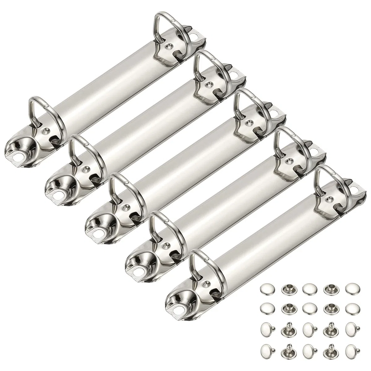 PATIKIL B7 2 Fori Meccanismi Raccoglitori Anelli, 5 Set 0.63" Anelli D Sostituzione Raccoglitore Planner Sciutti Spine Legatura Organizzatori DIY Archivio Cartelle Accessori, 20mm Argento