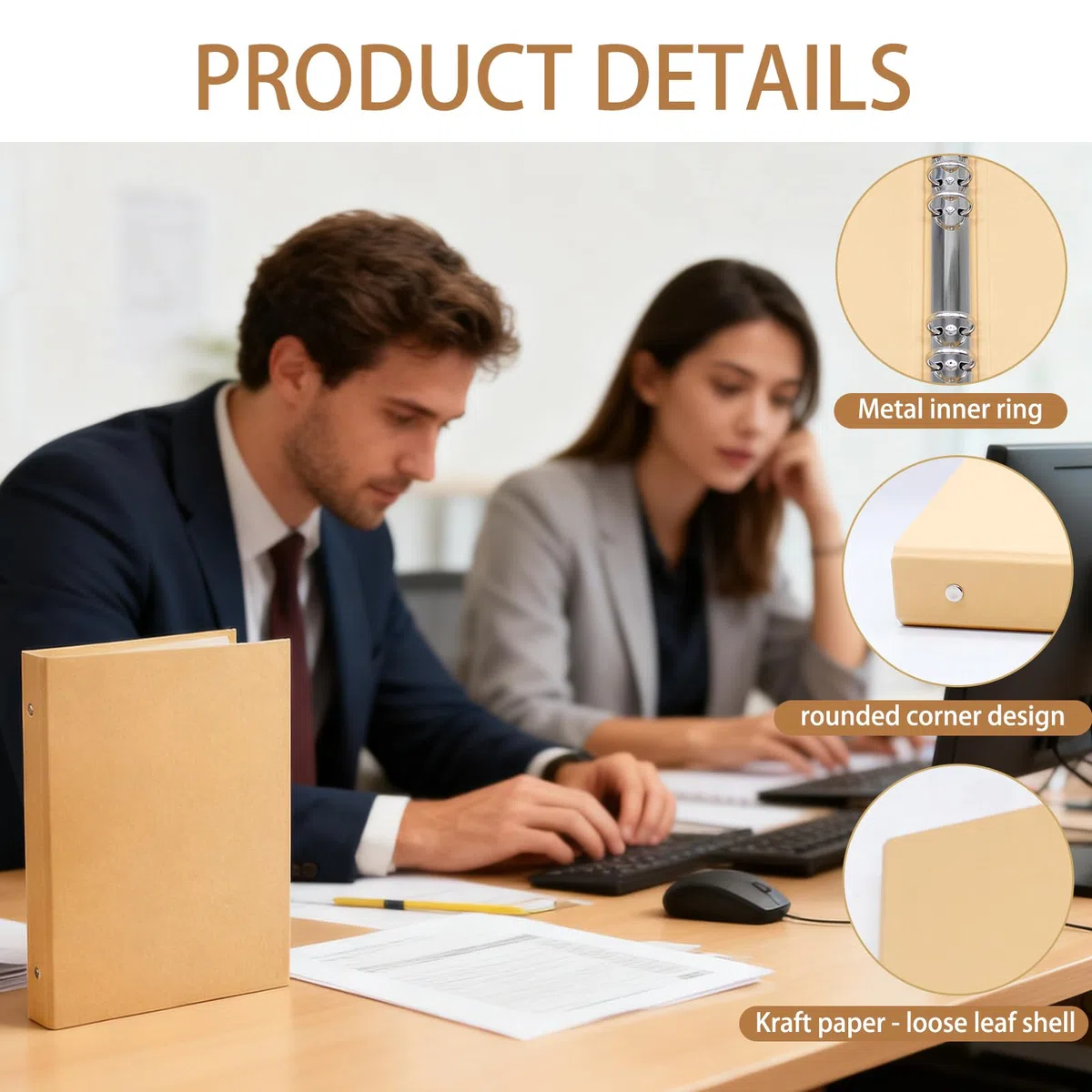 4 Pezzi Raccoglitore ad Anelli A5,Quaderno ad Anelli A5,Copertina Raccoglitore Kraft 6 Fori Raccoglitore Anelli a5 per Ufficio Scuola Multifunzione fai da te Forniture