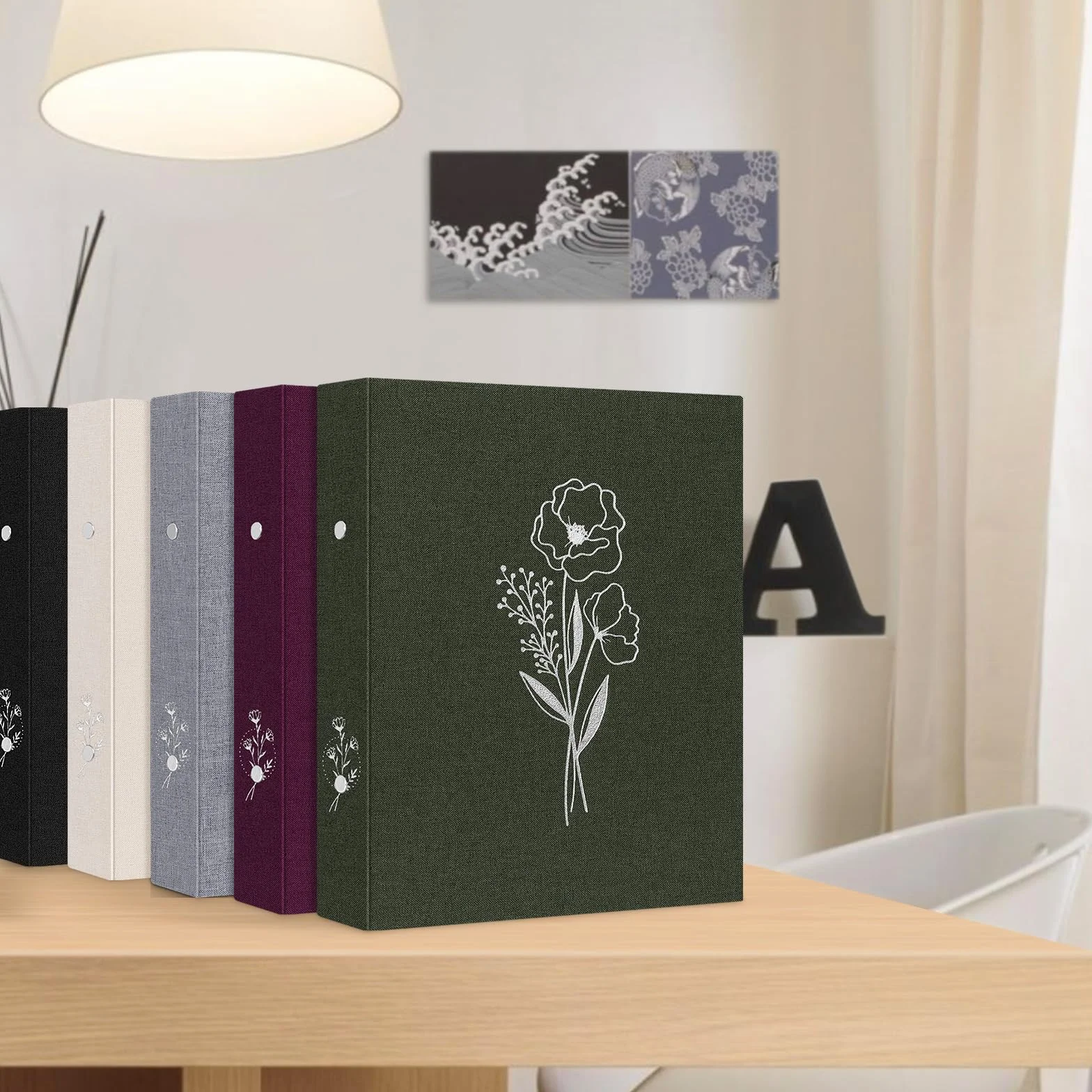 Lanpn Raccoglitori Estetici A5 a 2 Anelli 2 Confezioni, Copertina Rigida in Lino Piccoli Anelli Rotondi Portafoto Cartelle Portadocumenti Agenda Adatto per Carta A5 per Ufficio Scuola Journaling
